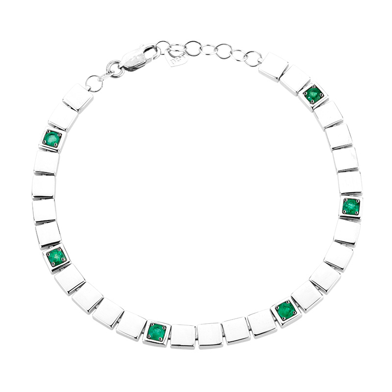 Pulseira Esmeraldas Quadradas